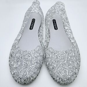 Silver Glitter Clear Jelly Sandals